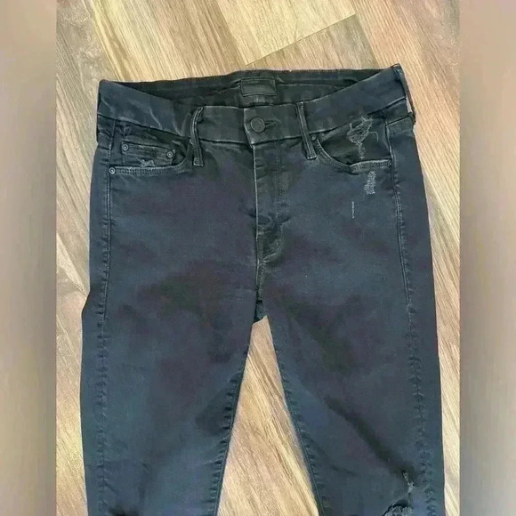 Mother Jeans Womens Size 26 Black The Looker Ankle Fray Raw Hem Guilty as Sin - Picture 2 of 11